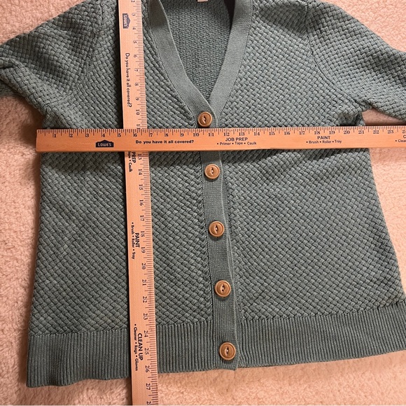 LL Bean Sweater Womens L Basket Weave Cardigan Button Front Blue Fisherman Prep - Picture 9 of 9